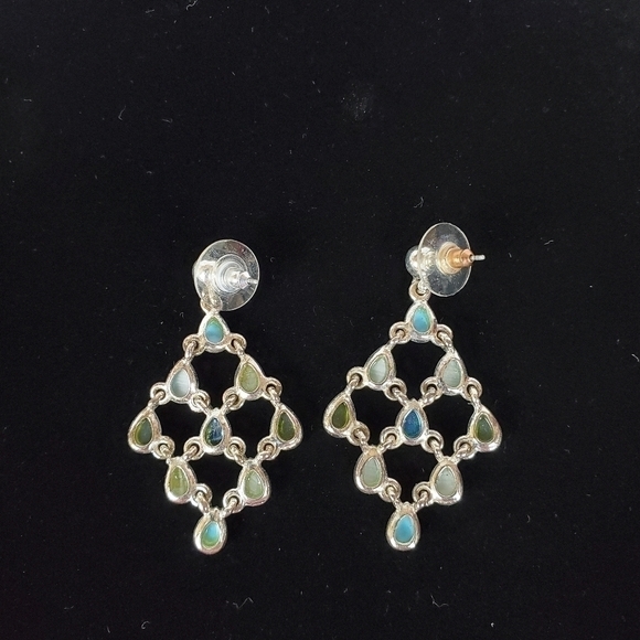 Dangle diamond shape pastel drop fashion earrings - Picture 3 of 7